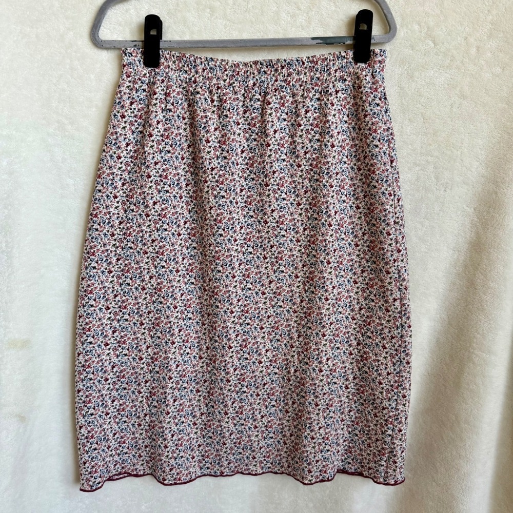 Hem & Thread Ditsy Floral Midi Skirt Grandmillennial Elastic Waist Womens L